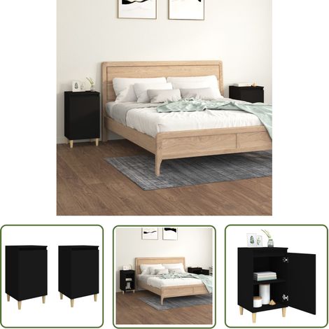 The Living Store Tables de chevet 2 pcs noir 40x35x70 cm bois d'ingénierie - Table De Chevet - Meuble De Chambre - Mobilier Moderne - Commode - Armoire Latérale (1/5)