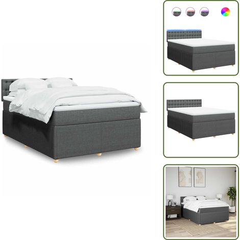 The Living Store Giroletto a Molle con Materasso Grigio Scuro 160x200 cm Tessuto - Materasso a molle insacchettate