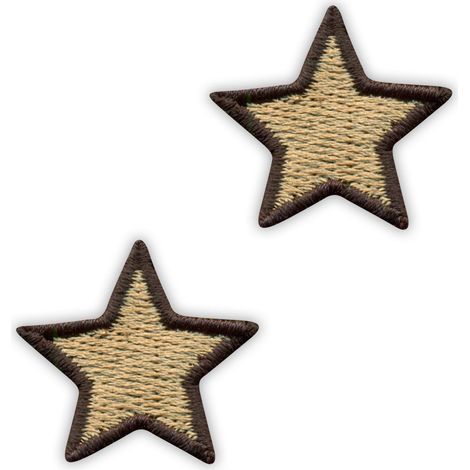 Juego de 2 parches con forma de estrellitas - color beige arena - Reverso autoadhesivo - Parche/insignia/emblema bordado