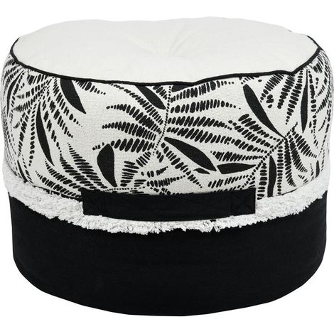 Beliani ZIANA Pouf Schwarz und Weiß Durchmesser 40 cm (1/3)