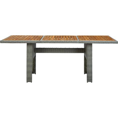 vidaXL Tavolo da Giardino Grigio Chiaro in Polyrattan e Legno