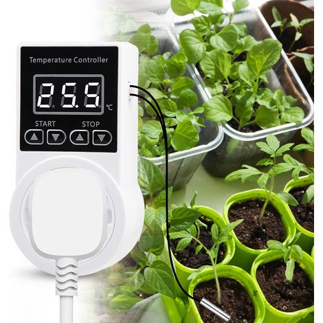Prise Thermostat - Régulateur de Température Chauffage Refroidissement Avec Sonde, LCD Contrôleur Numérique pour Terrarium Aquarium Serre (1/5)
