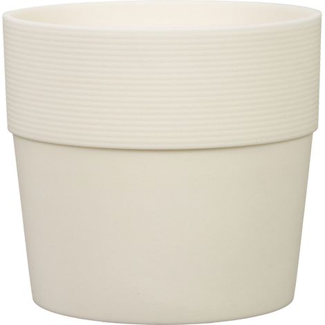 Scheurich Groove 25, pot de fleurs/plantes, rond, en plastique couleur: Avorio, 24,5 cm de diamètre, 22,5 cm de hauteur, 7,7 l vol.