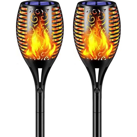Lampes solaires à 99 LED effet flamme vacillante, torches solaires étanches de 109 cm pour éclairage extérieur. (1/5)