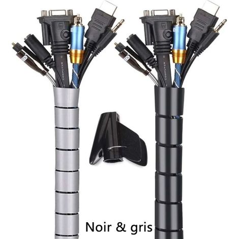 Organisateur de câbles 2 x 3 m – Gaine en polyéthylène flexible – Diamètre 2,2 cm et 1,6 cm – Pour 6 à 8 câbles et 4 à 6 câbles (1/5)