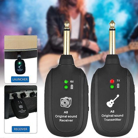 Système émetteur-récepteur sans fil pour guitare (2 pièces) avec batterie rechargeable intégrée. (1/5)