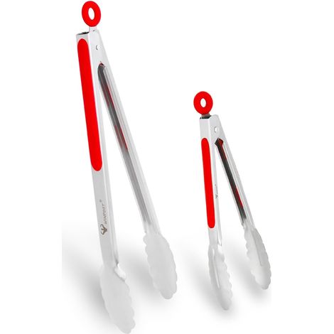 Lot de 2 Pinces, Acier Inoxydable, Poignée Antidérapante, Résistante Chaleur, Cuisine Barbecue (1/5)