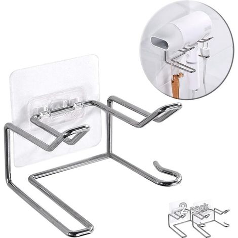 2er-Set Wandhalterungen für Haartrockner, selbstklebend und wasserdicht, für Bürste, Lockenstab und Glätteisen (1/5)