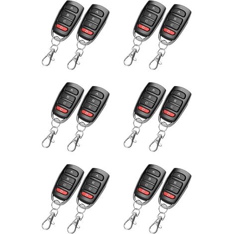 Lot de 12 télécommandes pour porte de garage, télécommande 433,92 MHz pour portail, porte-clés de commande, porte de garage électrique ()