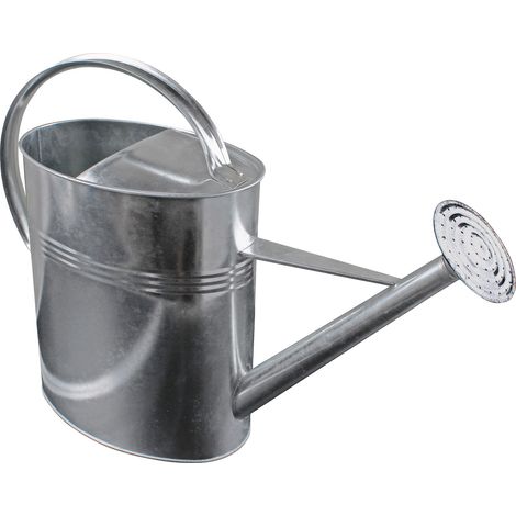 Spetebo – Arrosoir galvanisé 10 litres – Pomme d'arrosage dévissable – Métal argenté – Pour intérieur et extérieur – 54 cm