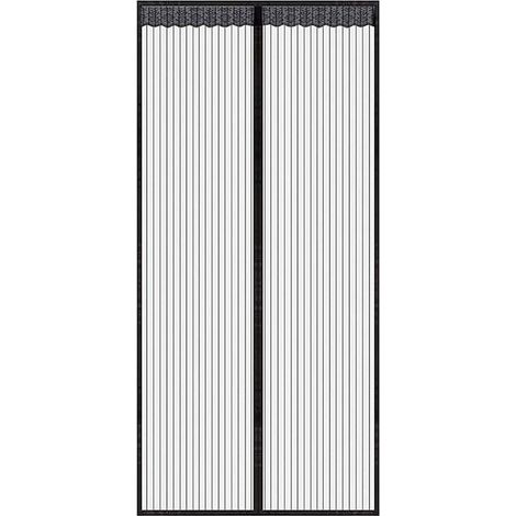 Rideau de porte magnétique noir en 120x210 CM pour portes fenêtres Anti Moustiques Mouches (1/5)
