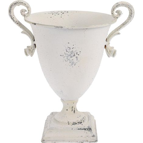 Pot de Fleurs Vintage en Fer Forgé Haut sur Pied 22W605Gb Vase Décoratif Style Rétro Blanc Crème Vase Ornemental pour Composition de Fleur et Décoration Intérieure Rustique (1/5)