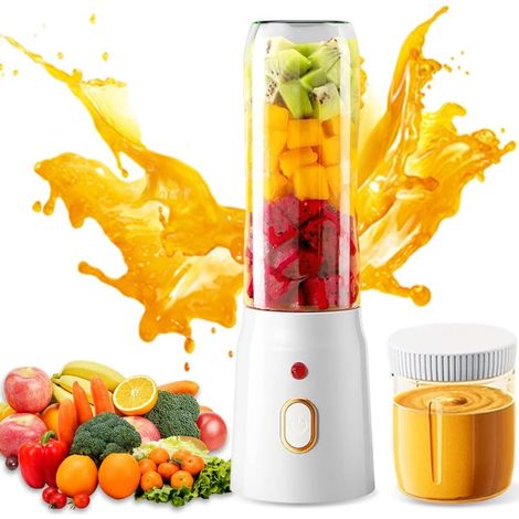 Frullatore portatile - 450 ml - Frullatore portatile con 10 lame - Mini bicchiere con coperchio - Ricaricabile tramite USB - Per succhi di frutta, frullati e pappe per bambini