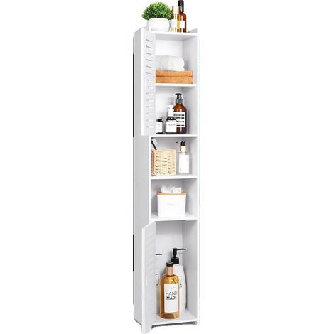 Armario de almacenamiento, material PVC, 26 cm de ancho x 22 cm de profundidad x 117 cm de alto, carga máxima 20 kg, requiere montaje, 2 compartimentos cerrados. (1/5)