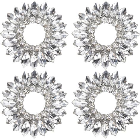 Lot de 4 clips décoratifs pour chaussures en alliage de zinc et de fer, ornés de fleurs de tournesol brillantes et tendance.