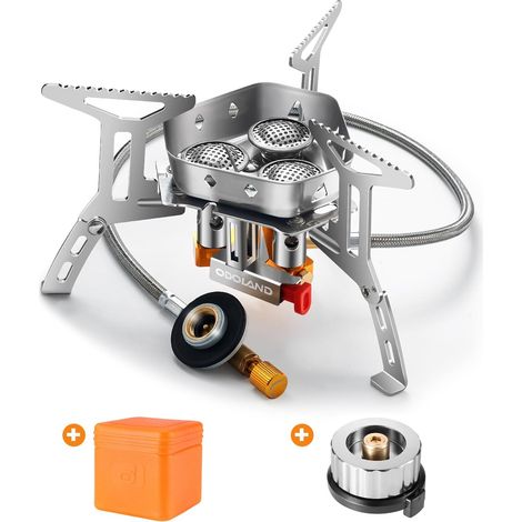 6800W Réchaud de Camping, Réchaud Gaz de camping Portable, Allumage Piezo, Brûleur à Gaz Camping Pliable, Pour Randonnée, Camping, Pêche et Pique-nique (1/5)