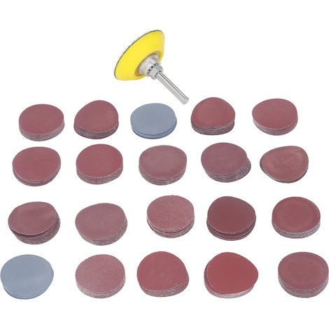 Kit de Papier Abrasif de Polissage 203 Pièces 50 Mm, sans Trous ni Colmatage, Kit de Papier Abrasif floqué en Oxyde D'aluminium, Disque de Meulage à Filetage Femelle, Tampon de