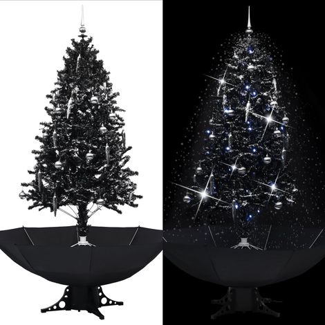 Sapin de Noël,Arbre de Noël neigeux avec base de parapluie Noir 190 cm PVC -WYW49288 (1/5)
