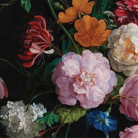 papier peint panoramique fleurs noir, rose et vert - Sanders & Sanders (1/5)