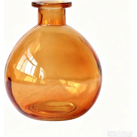 Vase d'intérieur en verre ambré translucide collection décoration idéal pour les compositions florales. (1/5)