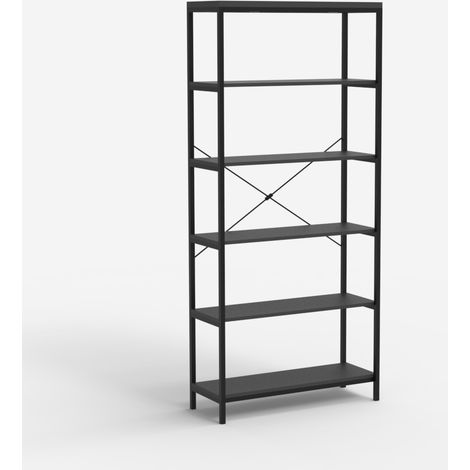 Libreria scaffale a parete stile minimal industriale metallo nero Murat