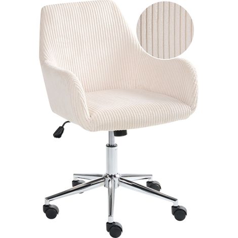 Office Chair Light Beige Corduroy Seat and Backrest Swivel Desk Computer Adjustable Height Modern Home Office WELLSTON (1/5)