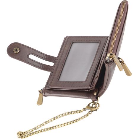 Portefeuille homme rétro à plusieurs emplacements, fermeture éclair, en cuir PU, couleur café, pour cartes bancaires et pièces de monnaie. (1/5)