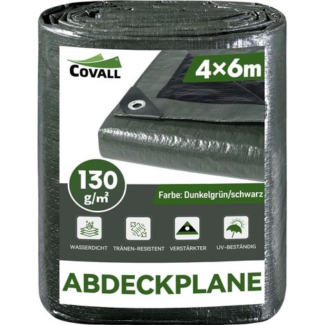 Abdeckplane 4x6m Grün/Schwarz 130g/m² Wasserdicht UV-Schutz Schwerlastplane (1/5)