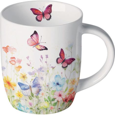 Petit mug papillons colorés et fleurs printanières