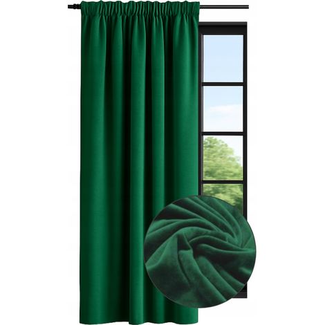 Tenda in velluto pronta all'uso 140x200, tende in velluto lisce pronte all'uso, velluto verde (1/5)