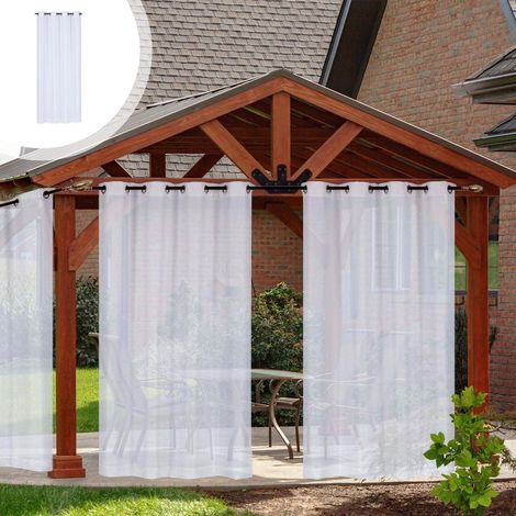 Rideau Extérieur - Rideau Voile Semi-Transparent en Polyester - Pour Pergola Balcon ou Patio - 132 x 213 cm - 1 Pièce (1/5)
