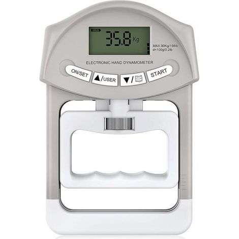 Dynamomètre à main électronique 90 kg / 200 lbs Capacité de préhension avec 19 jeux de disques individuels (1/4)