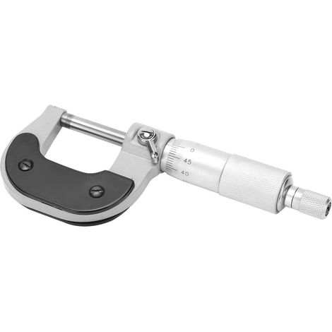Micromètre de mesure de diamètre extérieur, calibre spiralé en acier au chrome-vanadium, avec clé, 0–25 mm (1/5)