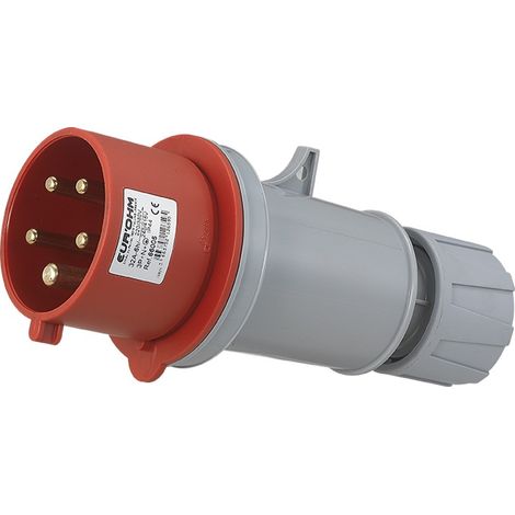 Fiche industrielle mobile droite IP44 - 3P+N+T - 32A - 400V AC - Eur'Ohm