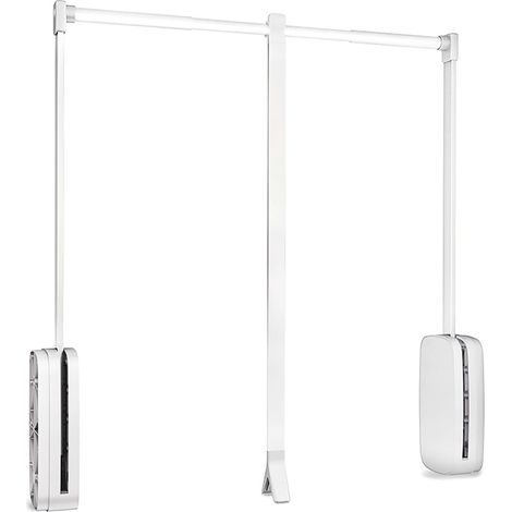 Emuca Colgador abatible para armario Hang, ancho regulable 450-600mm, Acero y Plástico, Pintado moka