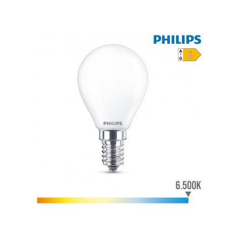 Bombilla PHILIPS Esférica LED E14 6,5W 806lm 6500K Luz Fría 4,5x8cm