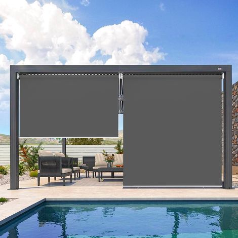 Wolketon Tenda Verticale Esterna 140x240 cm 2x per Balcone e Terrazza Protezione Solare Impermeabile 80% Grigio Scuro