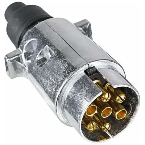 Prise Remorque en Métal 7 Broches, 12V Étanche Connecteur Prise Remorque en Métal 7 Broches Mâle, pour Caravane RV Voiture Bateau (Alliage d'aluminium) (1/5)