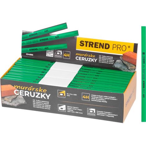 Bleistift Strend Pro, Maurerbleistift, 250 mm, schwarze Mine, eckig, für Stein, Sellbox 72 Stk.