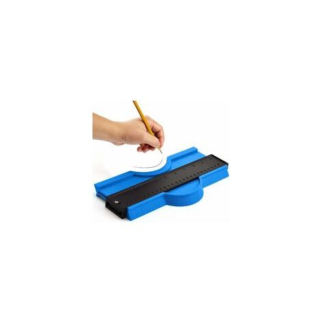 Jauge de Contour 25cm, Duplication de Forme et Profil Irrégulier pour Gabarit de Découpe, Outil de Traçage Professionnel en Plastique ABS pour Parquet Menuiserie (Bleu) (1/4)