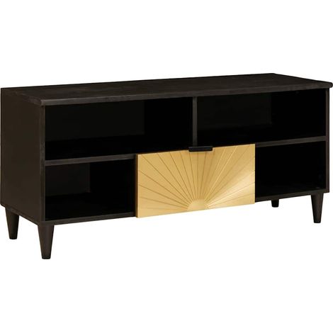 Elegante mobile porta TV moderno con cassetti e ripiani 100 x 33 x 46 cm in legno ingegnerizzato nero 020057760