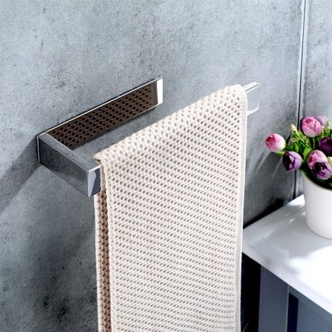 Porte-serviette - Acier Inoxydable 304 - Chromé Miroir - Auto-adhésif Sans Perçage - Pour Salle De Bain Chambre Et Dressing - 1 Pièce (1/5)