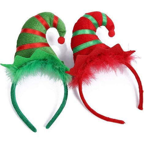 Cinta Para La Frente De Navidad - Diseño 3D De Sombrero De Duende - Material Plush Y Fieltro - Para Fiestas Y Celebraciones - 2 Unidades (1/5)