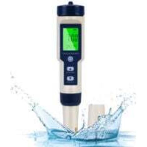 5-en-1Testeur PH Mètre Électronique , PH Mètre avec écran LCD rétro-éclairé, OUYLAF Testeur de qualité de l'eau pour Tester Le pH/TDS/EC/Température/Salinité, pour l'eau Potable/Aquariums/Piscine