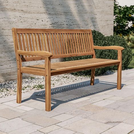 Banco de exterior de madera de acacia de 3 plazas