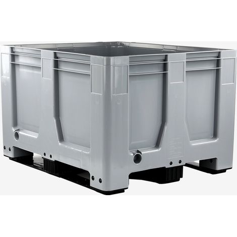 Caisse palette 1000 x 1200 x 760 mm 610 L avec 3 semelles - gris - Gilac
