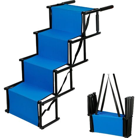 Escalier pour chien, design pliable, hauteur réglable, Bleu (1/2)