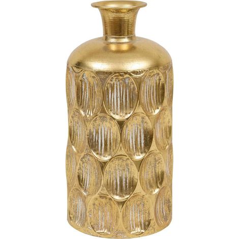 Vase Strié en Métal "Belli" 41cm Doré (1/4)