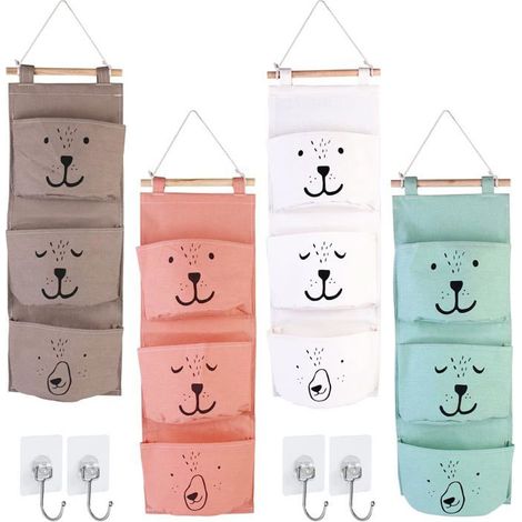 Ecleanfy - Rangement Suspendu 4 Pcs,Sac de Rangement Suspendu, Rangement Porte à Suspendre Organisateur Suspendu Tissu pour Chambre (1/5)