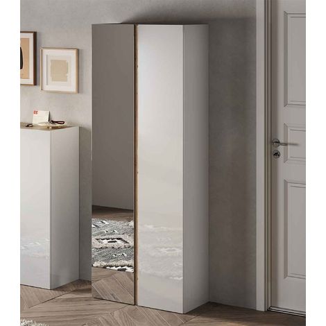 Mobile Multiuso 2 Ante 70x185 Bianco Lucido con Anta Specchio - Frame StilProjectStore.com (1/2)